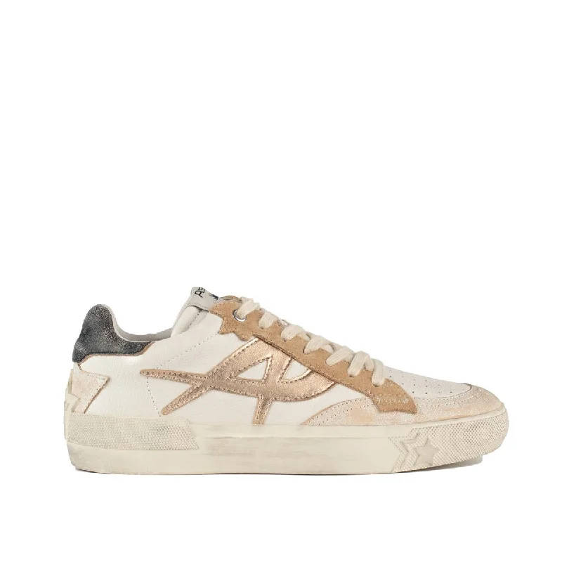 Ash Smooth Leather And Suede Sneakers With Gold Detailing