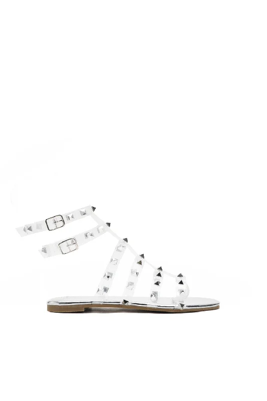 Clear Strap Rhinestone Flat Sandals