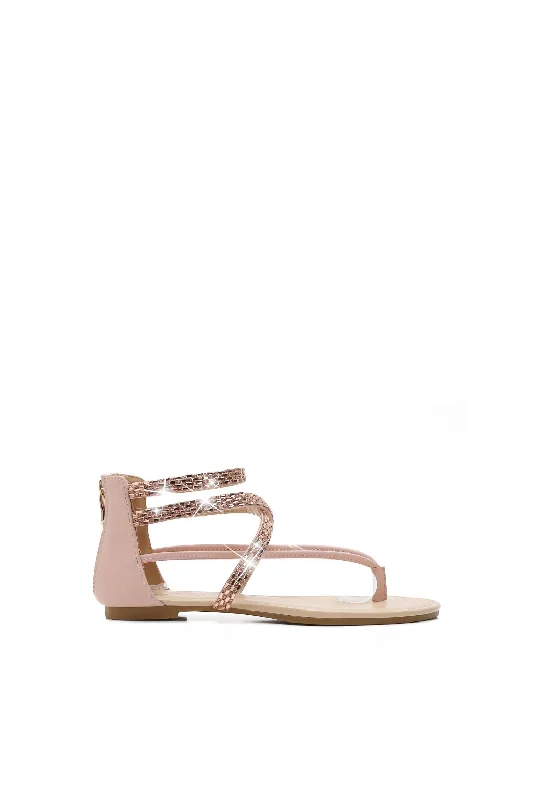 Gladiator Zip Closure Thong Flat Sandals