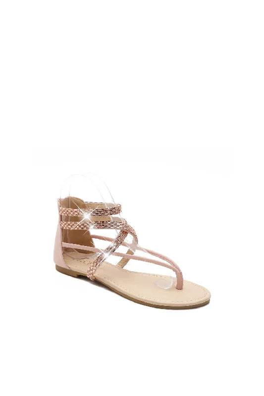 Gladiator Zip Closure Thong Flat Sandals