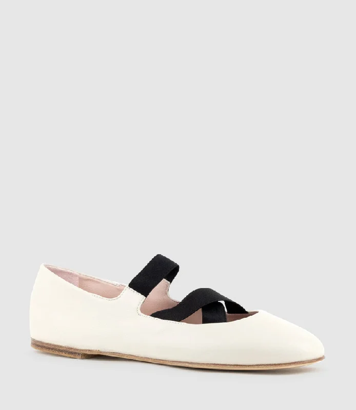 EMALINE Crossover Elastic Ballet in Offwhite