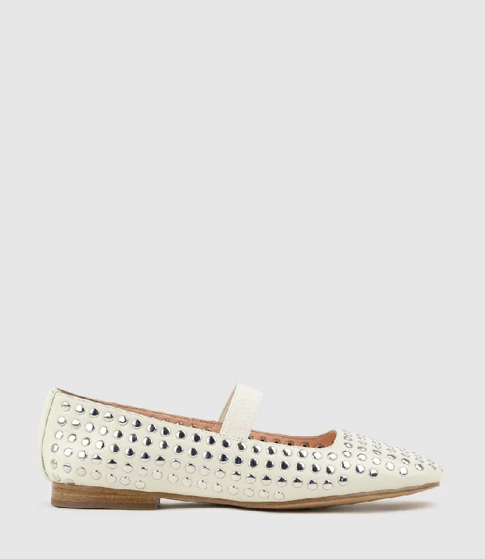 FIZZ Studded Ballet in Offwhite