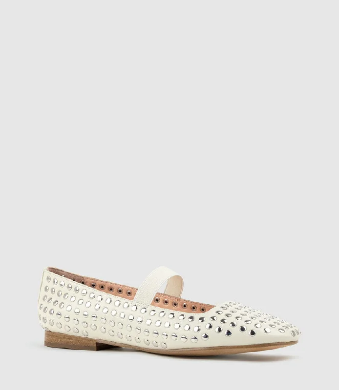 FIZZ Studded Ballet in Offwhite