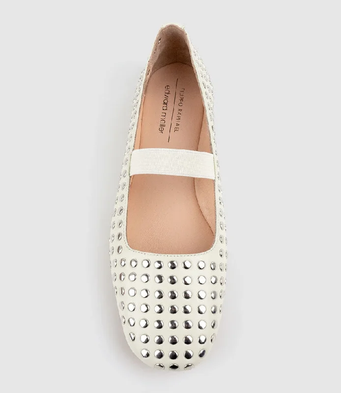 FIZZ Studded Ballet in Offwhite