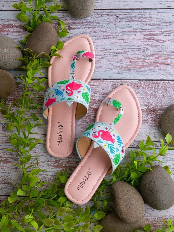 Flamingo Print Kolhapuri