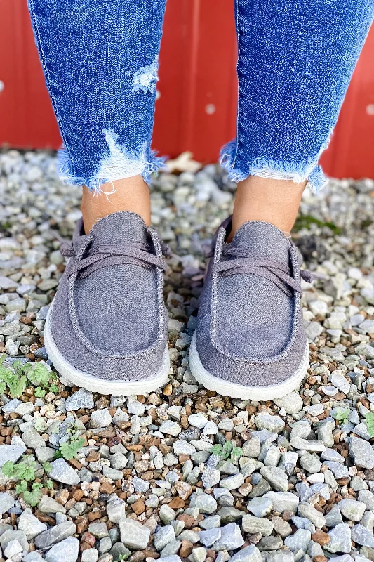 Honoring The Fallen- Men's Gray Slip-On Shoes w/ American Flag Detail