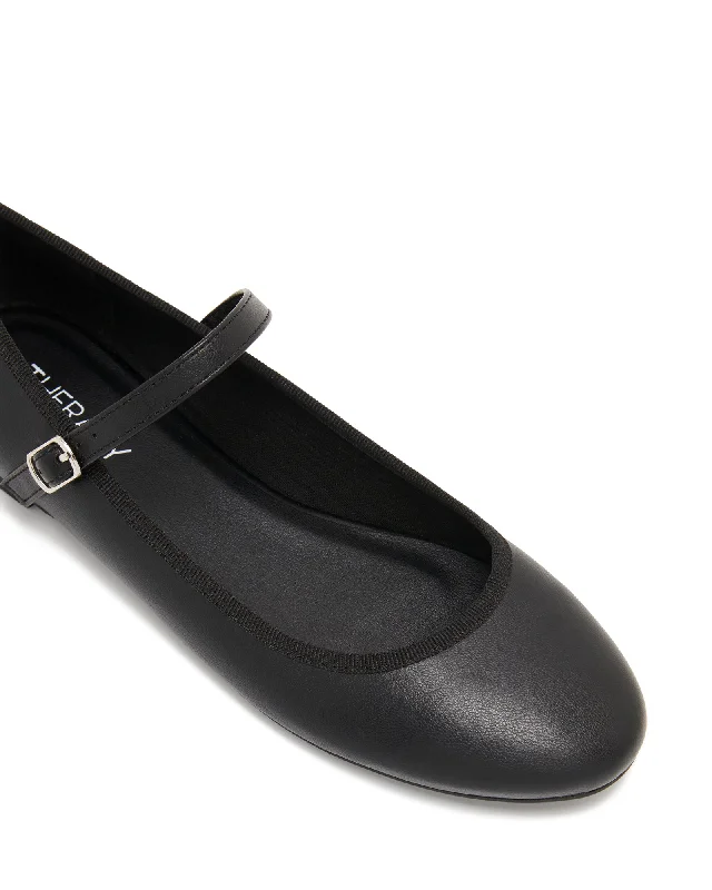 Jayne Ballet Flat Black Smooth