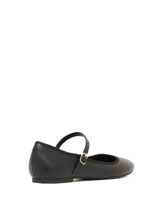 Jayne Ballet Flat Black Smooth