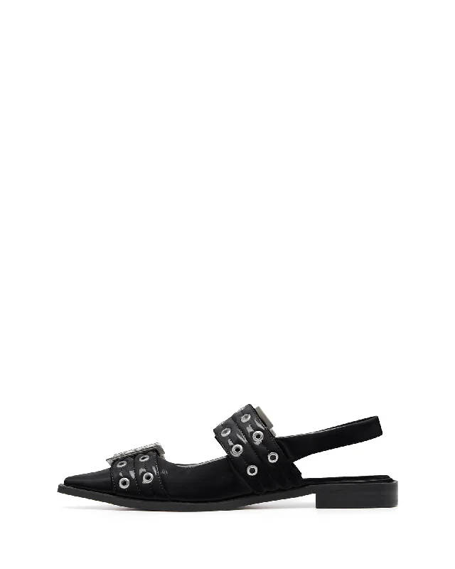 Matilda Pointed Flat Black Patent