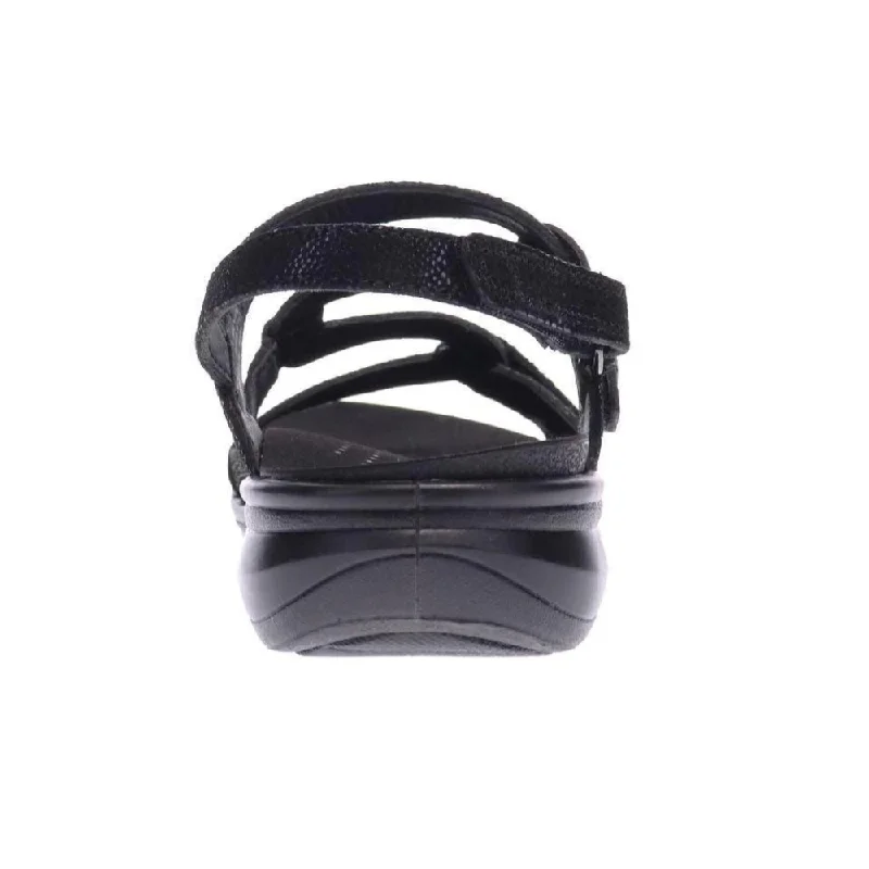 Revere Emerald 3 Strap Black Lizard Leather Sandal (Women's)