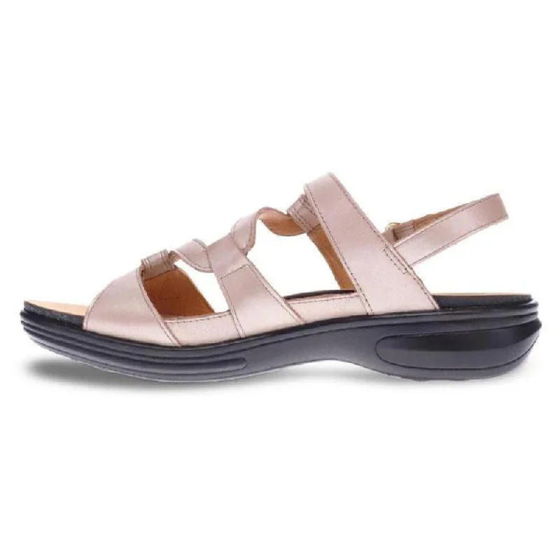 Revere Emerald 3 Strap Champagne Leather Sandal (Women's)