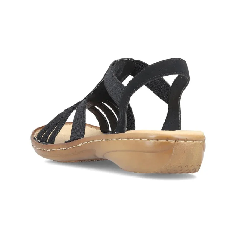 Rieker Regina 75 Black Leather Sandal (Women's)