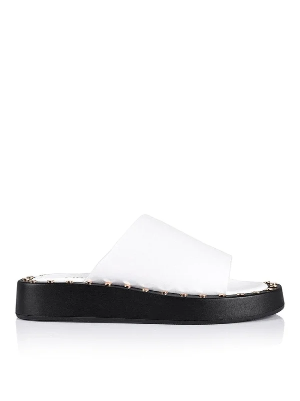 York Chunky Slides - White Leather