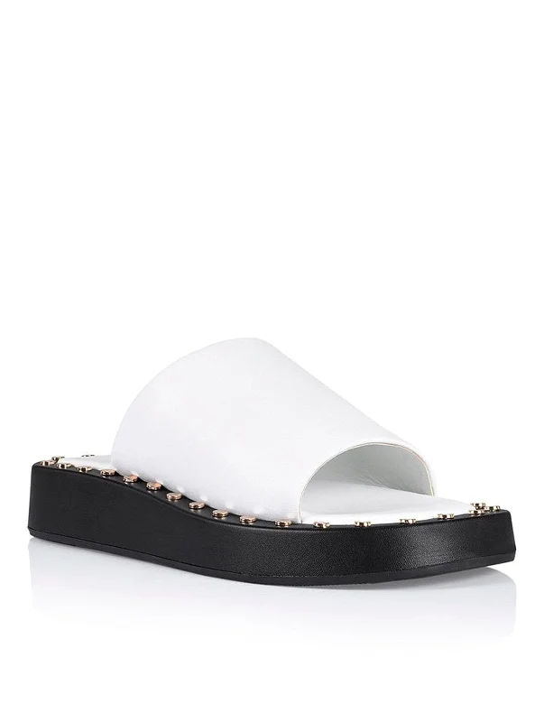 York Chunky Slides - White Leather