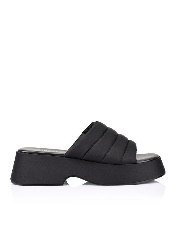 Scorpio Flatform Slides - Black Satin