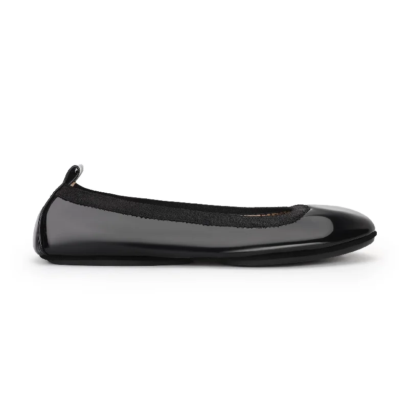 Samara Foldable Ballet Flat in Black Patent