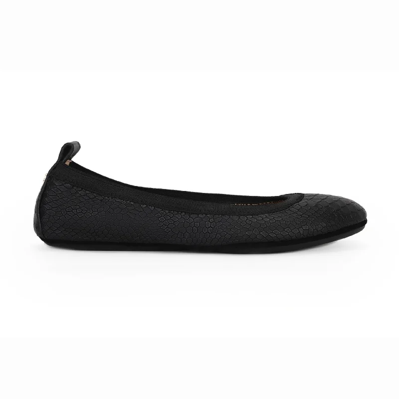 Samara Foldable Ballet Flat in Black Python