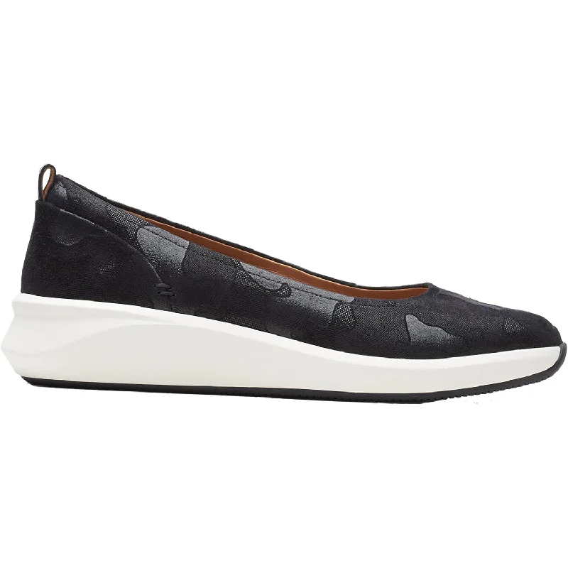 Women's Clarks Un Rio Vibe Black Camo Suede