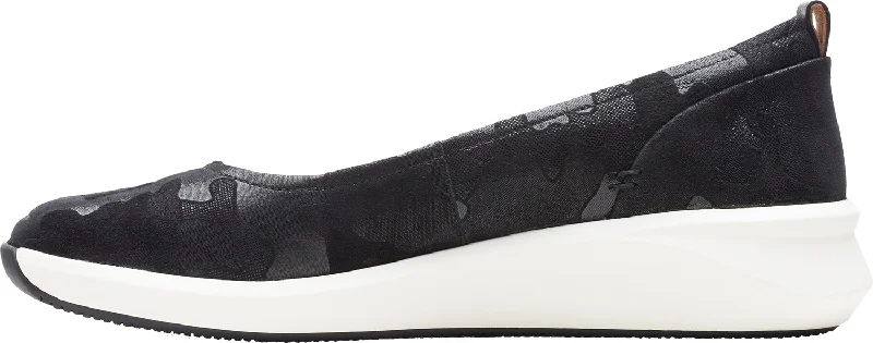 Women's Clarks Un Rio Vibe Black Camo Suede