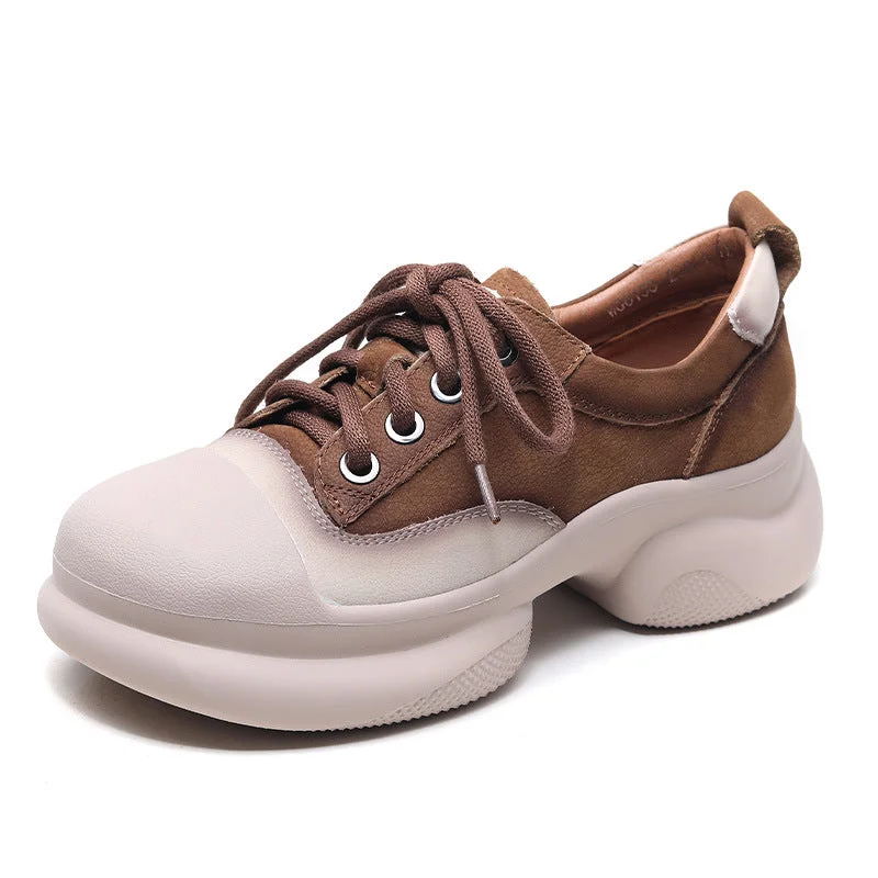 Women Fashion Leather Low Block Casual Shoes