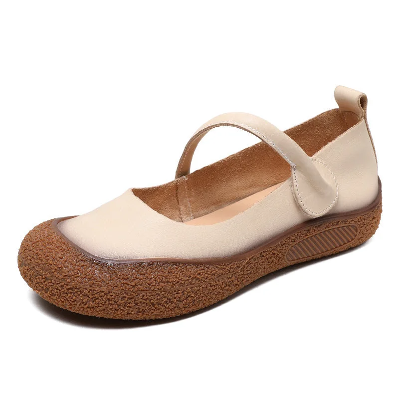 Women Retro Leather Soft Flat Casual Shoes