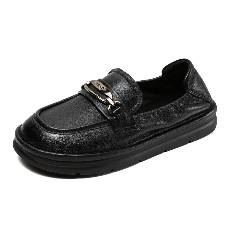 Women Retro Soft Leather Flat Casual Shoes