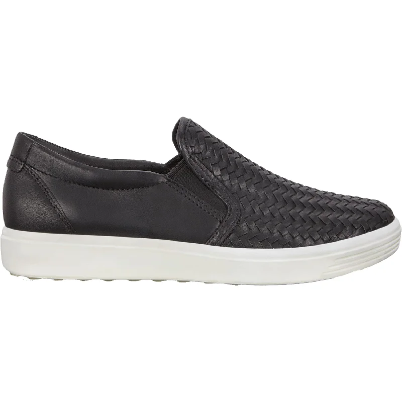 Women's Ecco Soft 7 Woven Slip On Black Leather