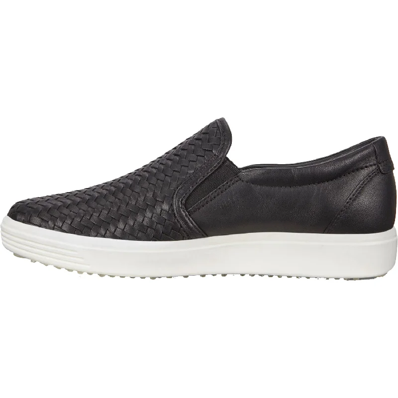 Women's Ecco Soft 7 Woven Slip On Black Leather