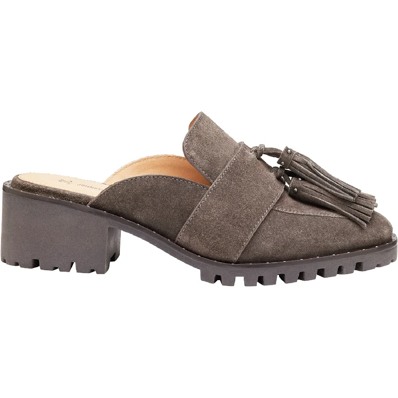 Women's Johnston & Murphy Alice Fringe Mule Dark Grey Suede