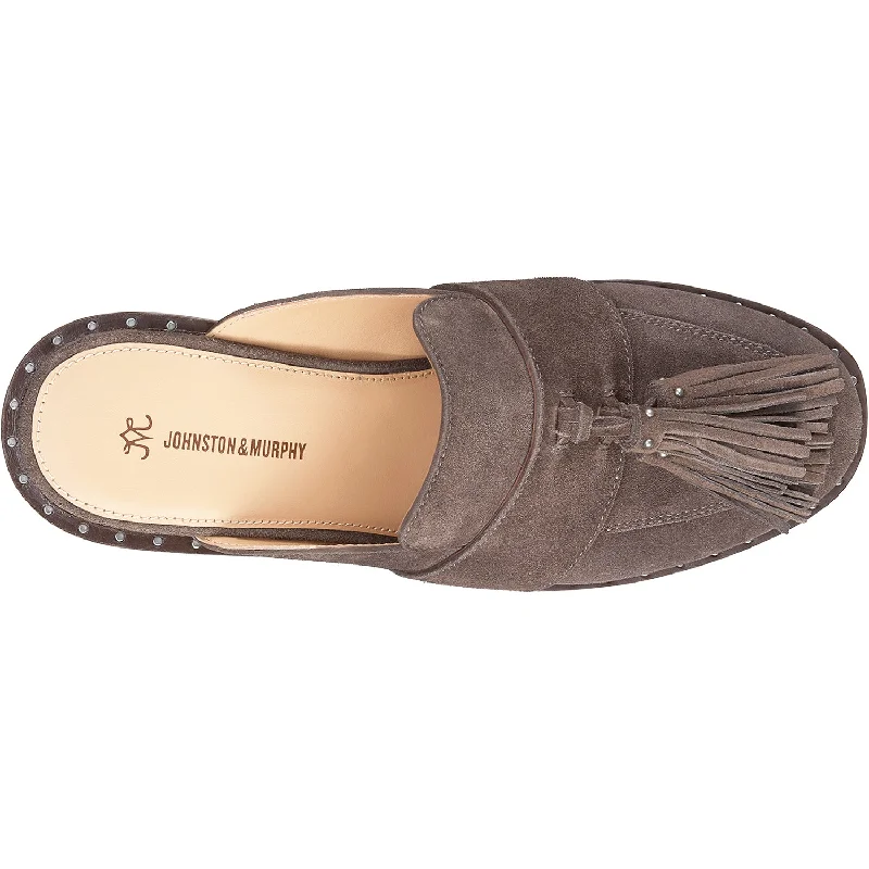 Women's Johnston & Murphy Alice Fringe Mule Dark Grey Suede