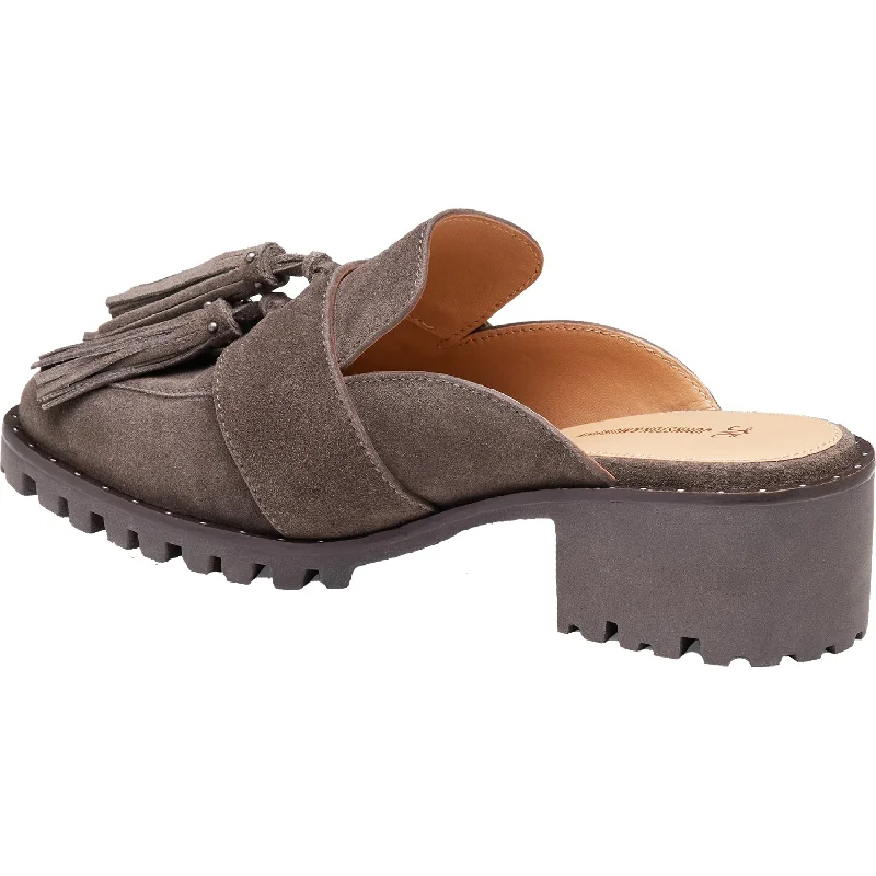 Women's Johnston & Murphy Alice Fringe Mule Dark Grey Suede