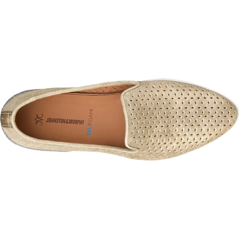 Women's Johnston & Murphy Dakota Perf Slip-On Gold Metallic Kid Suede