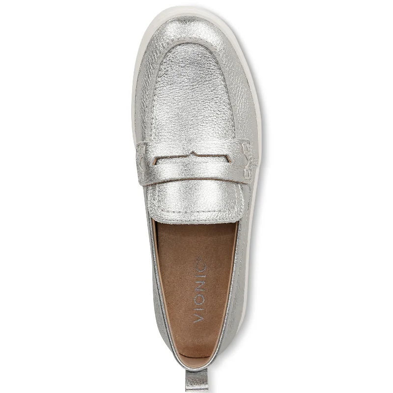 Women's Vionic Uptown Loafer Silver Metallic Leather