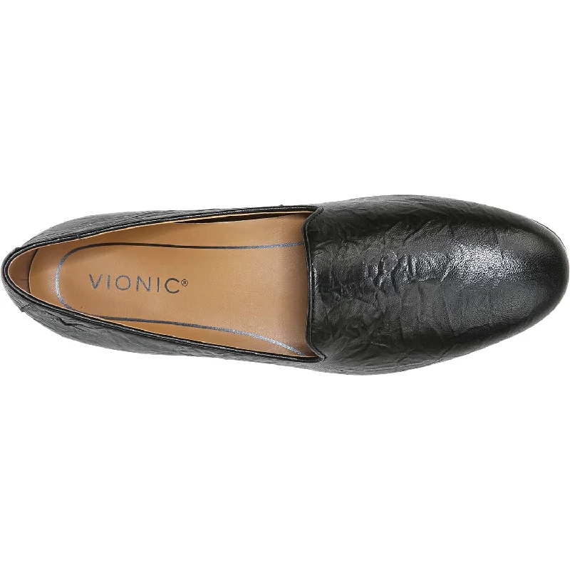 Women's Vionic Willa Black Crinkle Nappa Leather