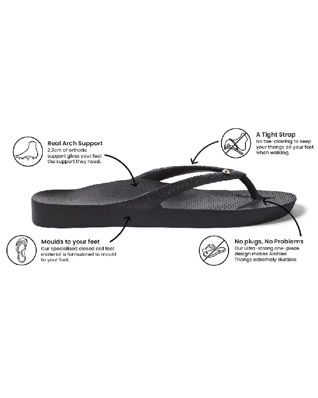 Archies Arch Support Jandals -  Crystal Black