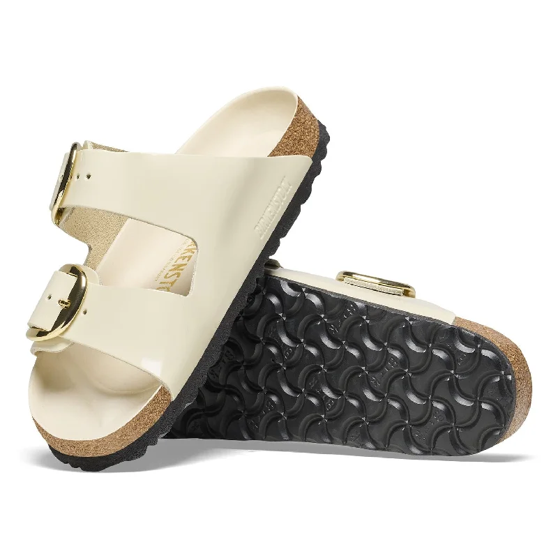 Arizona Big Buckle Natural Leather Patent High Shine Ecru