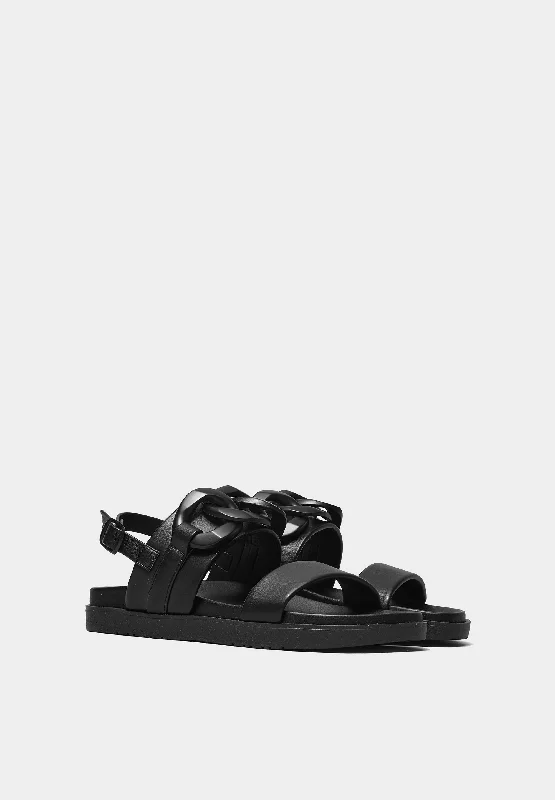 Bonnie Heel Strap Sandals Black Vegan Leather