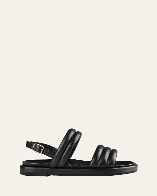 CABEL FLAT SANDALS BLACK LEATHER