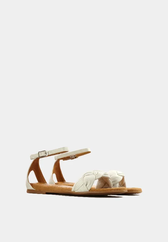 Celanda Woven Sandals Ivory Leather