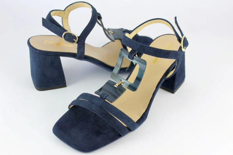 Navy Suede Sandal With Block Heel