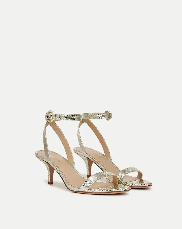 Darcelle Metallic Leather Sandal Platinum