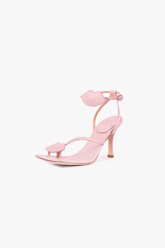 Delta Kiss High Heel Sandal Lip Appliqué Pale Pink - Exclusive