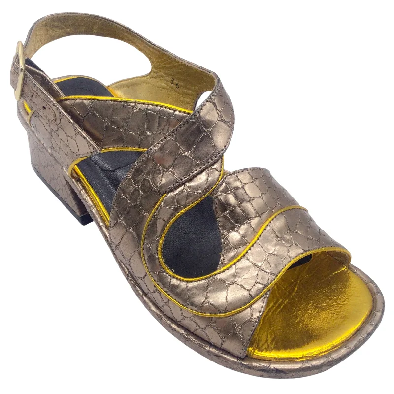 Dries van Noten Bronze Metallic Snakeskin Leather Sandals