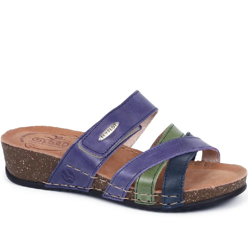 Fly Flot Leather Cross-Strap Mule Sandal - FLY35001 / 321 261