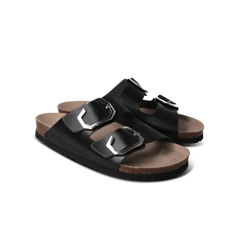 Galia Black Leather Sandal