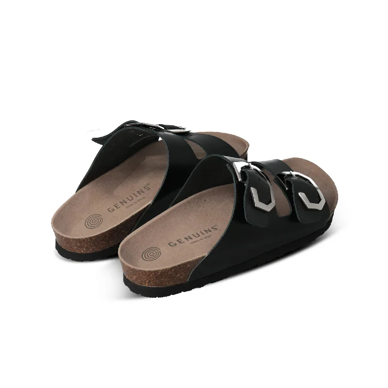 Galia Black Leather Sandal