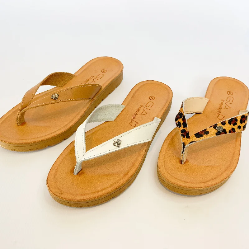 Gia leather cheetah thong sandal