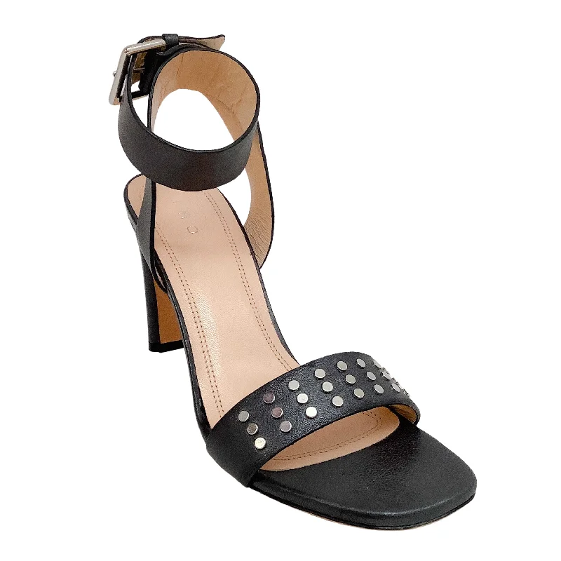 IRO Black Leather Mayami Silver Studded Sandals