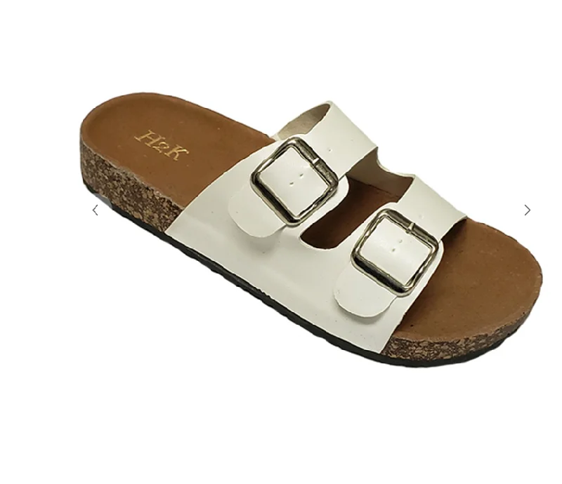 Leather Double Buckle Rubber Platform Sandal