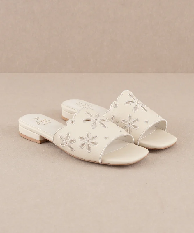 The Manila | Beige Flower Cutout Sandals